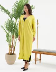 kolu düğmeli v yaka tam boy hırka  10