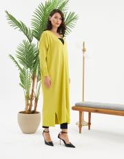 kolu düğmeli v yaka tam boy hırka  11