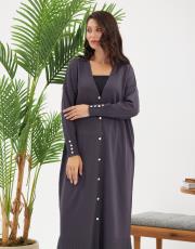 kolu düğmeli v yaka tam boy hırka  17