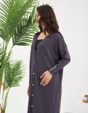 kolu düğmeli v yaka tam boy hırka  18