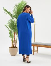 kolu düğmeli v yaka tam boy hırka  4