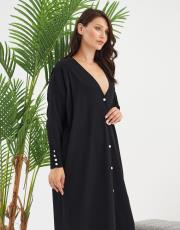 kolu düğmeli v yaka tam boy hırka  5