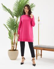 reklanlı kolları yırtmaçlı ve düğmeli tunik 