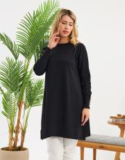 reklanlı kolları yırtmaçlı ve düğmeli tunik  5