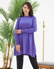 reklanlı kolları yırtmaçlı ve düğmeli tunik  9