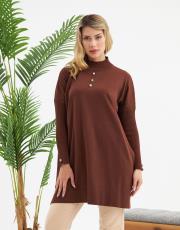 önü taşlı düğmeli t kol tunik  5