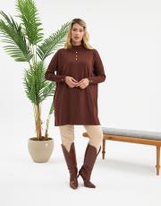 önü taşlı düğmeli t kol tunik  6